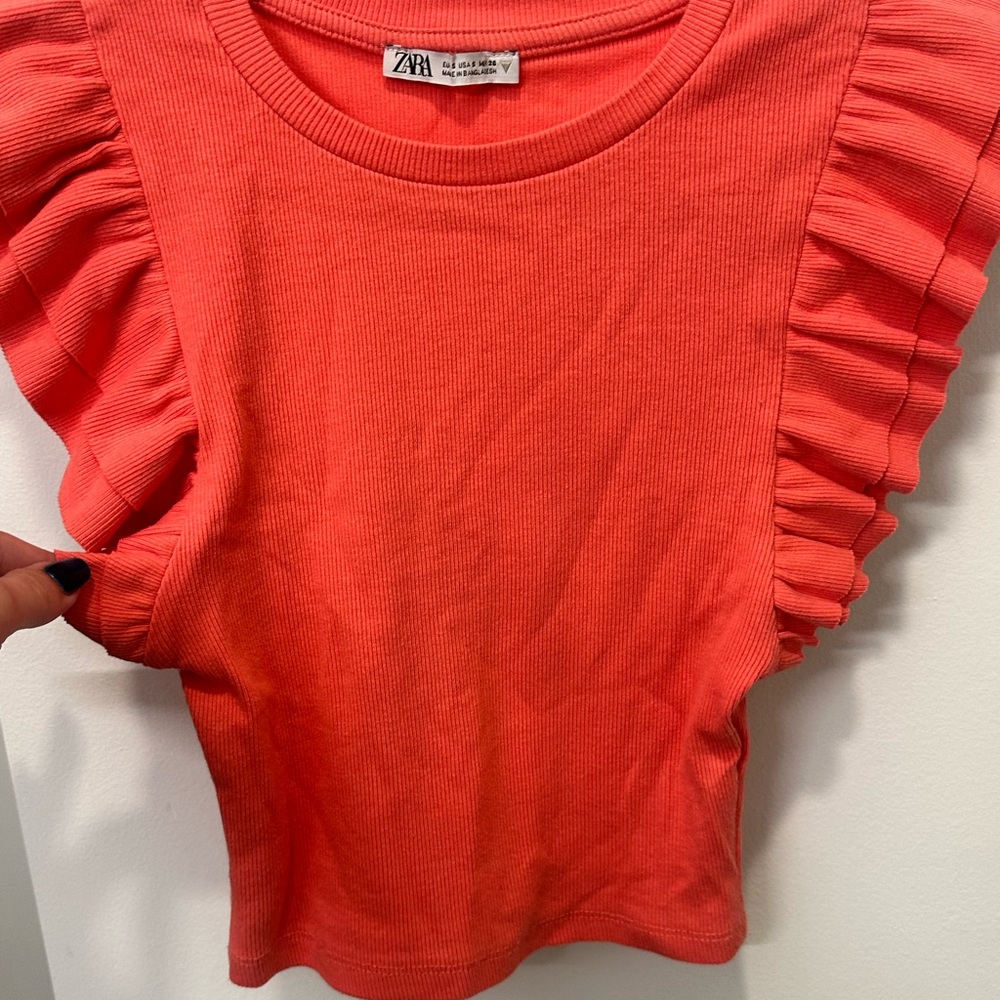Zara Vibrant Coral Knit Top